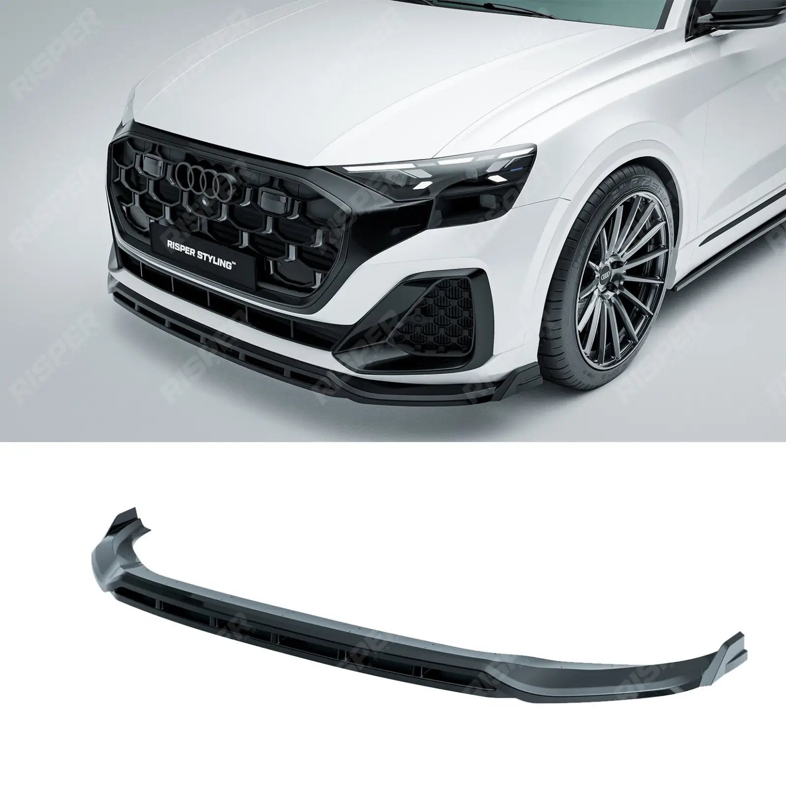 Gloss Black Risper Front Splitter Lip For Audi Q8 S Line 2023+