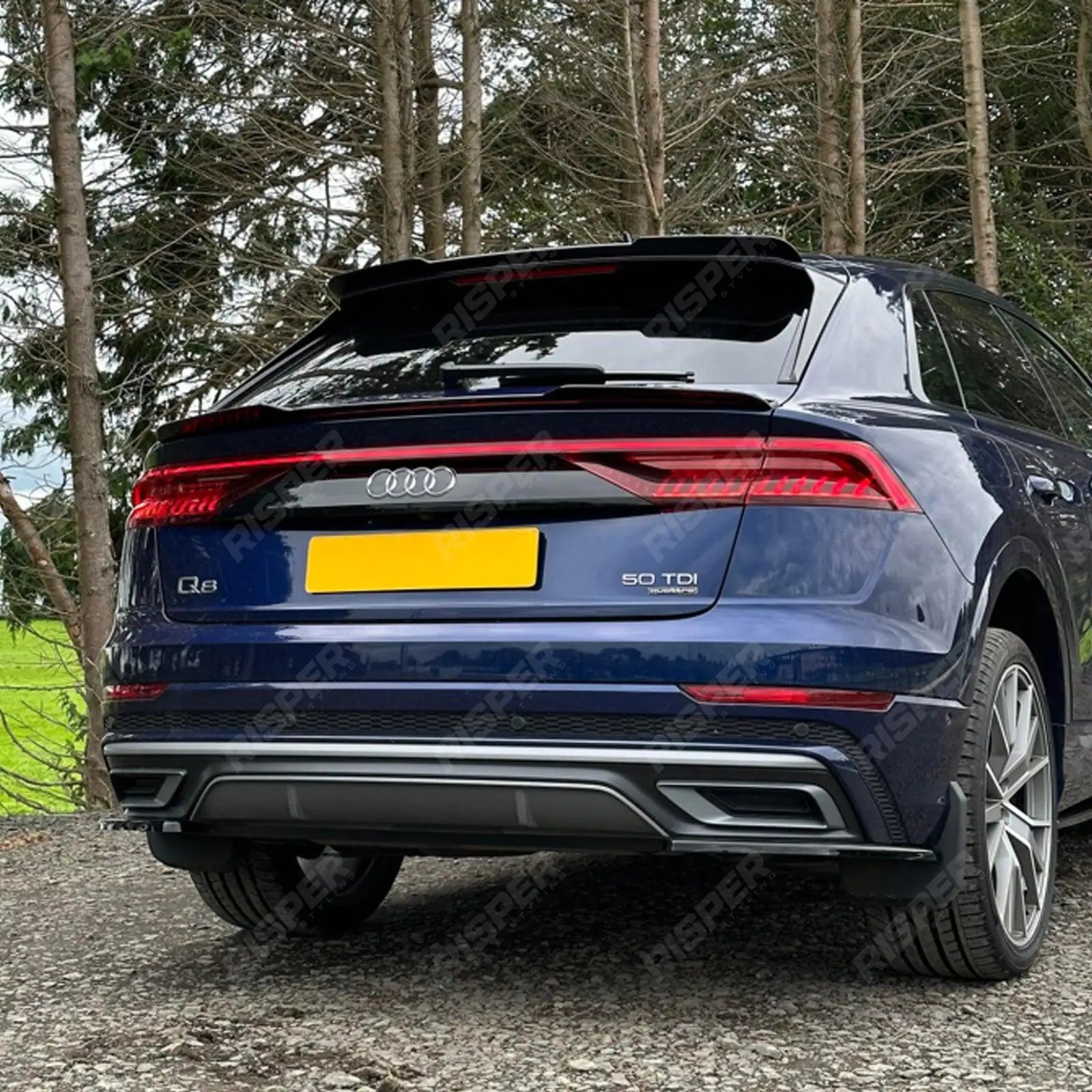 Gloss Black Risper Upper Spoiler Lip Extension For Audi Q8 2018+