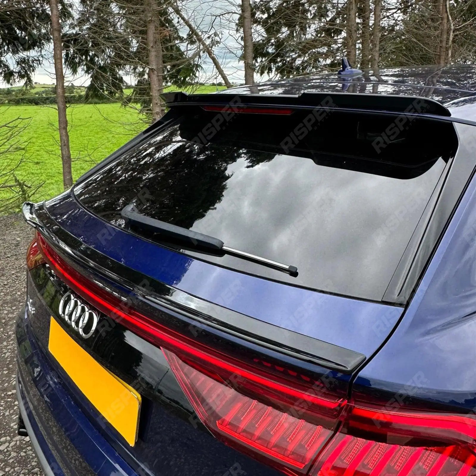 Gloss Black Risper Upper Spoiler Lip Extension For Audi Q8 2018+