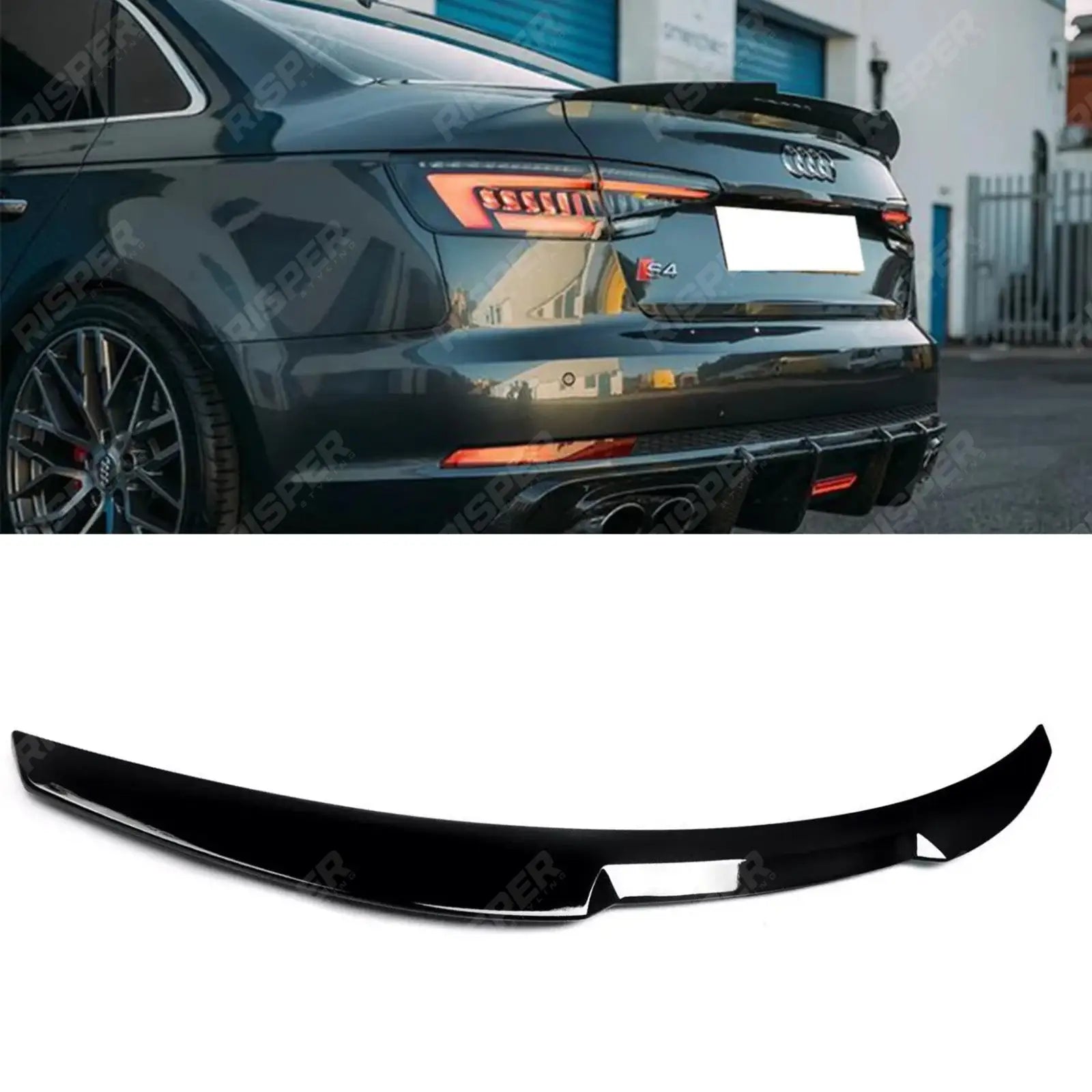 Gloss Black RS4 Style Rear Spoiler For Audi A4 B9 2016-2019
