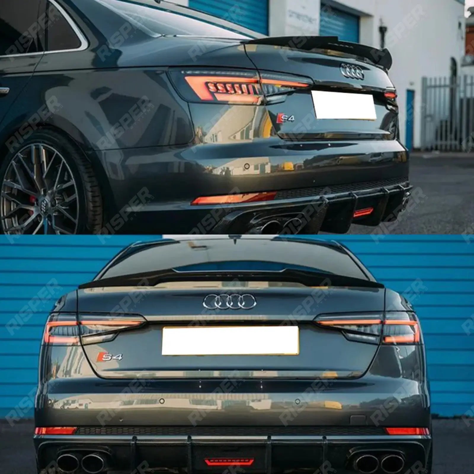 Gloss Black RS4 Style Rear Spoiler For Audi A4 B9 2016-2019