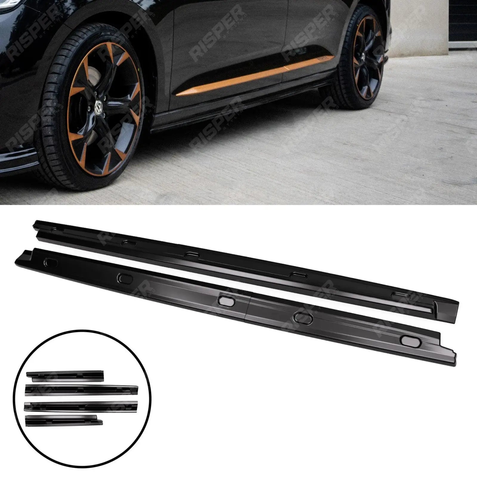 Gloss Black Side Skirt Splitters For Volkswagen Caddy MK5 2021+