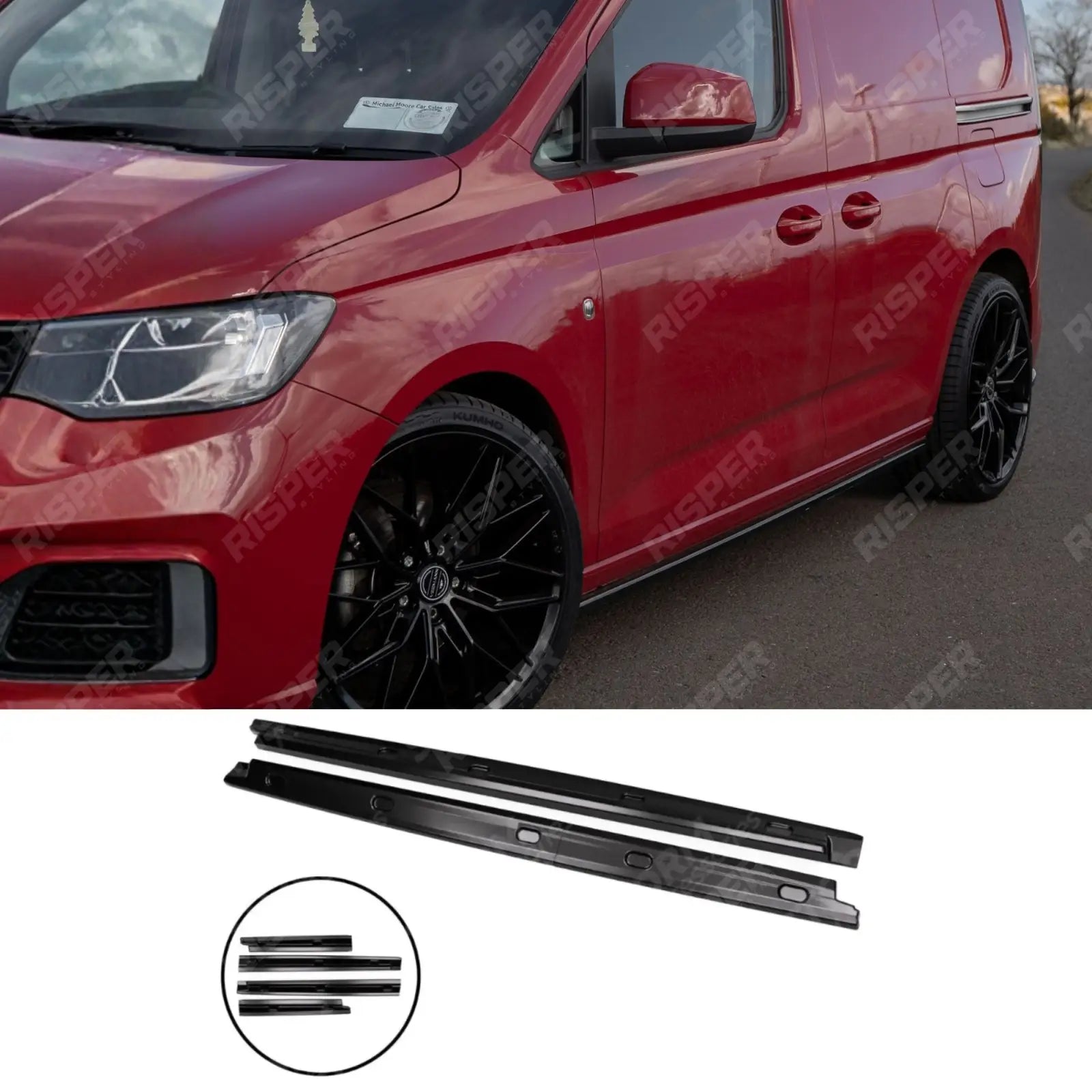 Gloss Black Side Skirt Splitters For Volkswagen Caddy MK5 2021+