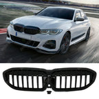 Gloss Black Solid Slat Front Grill For BMW 3 Series G20/G21 2018-2021 (Pre-LCI)
