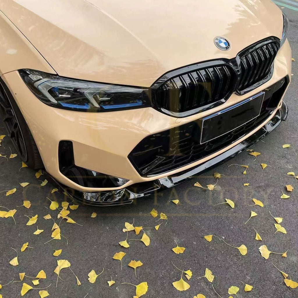 3D Style Gloss Black Front Splitter for BMW 3 Series G20 G21 LCI 24-Present