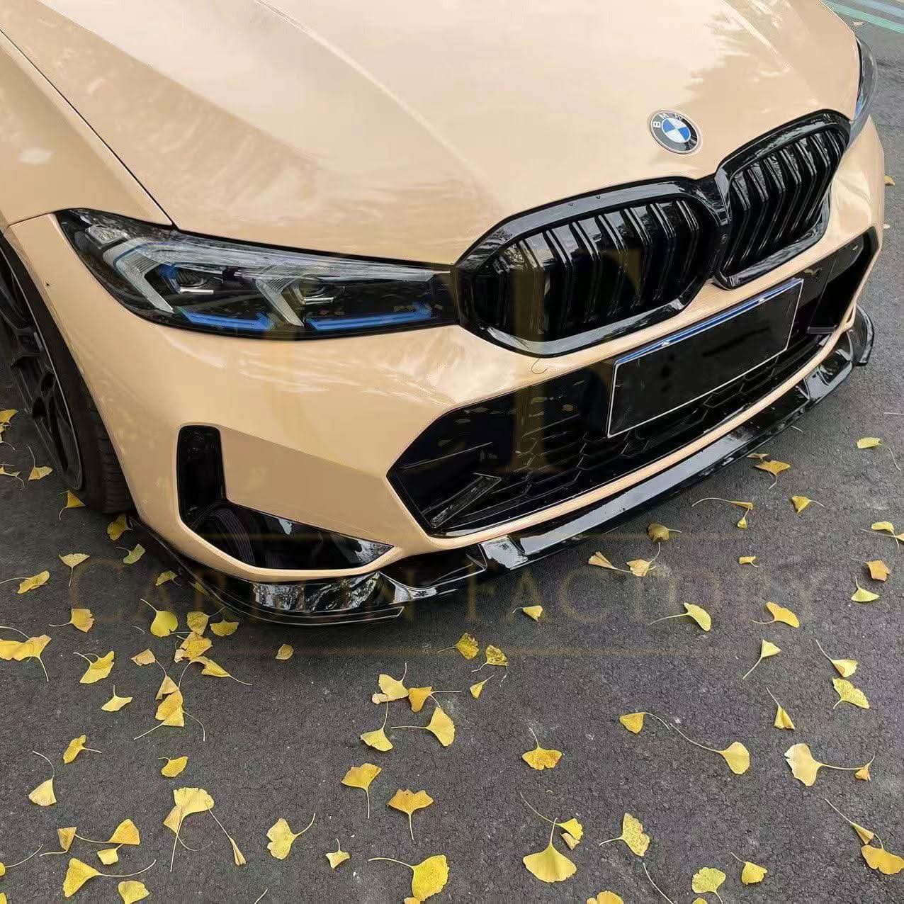 3D Style Gloss Black Front Splitter for BMW 3 Series G20 G21 LCI 24-Present
