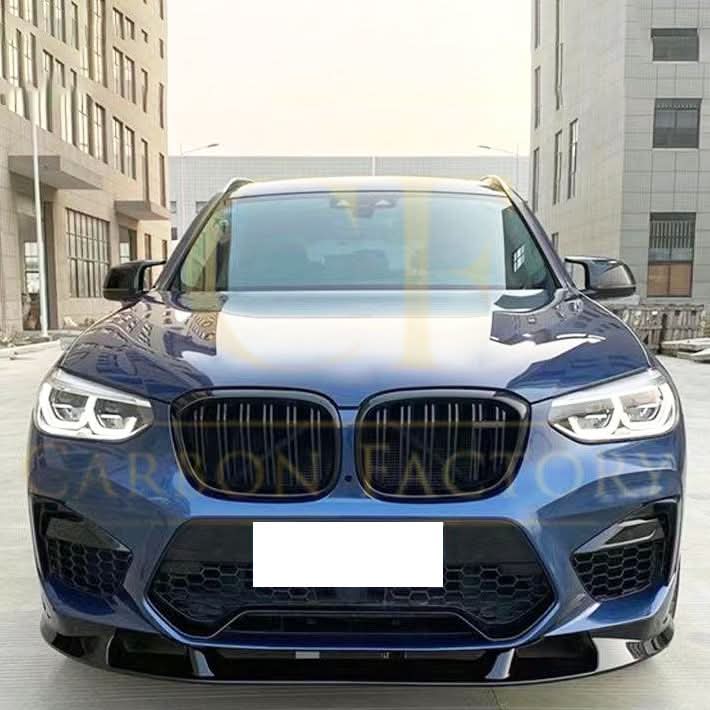 3D Style Gloss Black Front Splitter for BMW F97 X3M F98 X4M 18-21