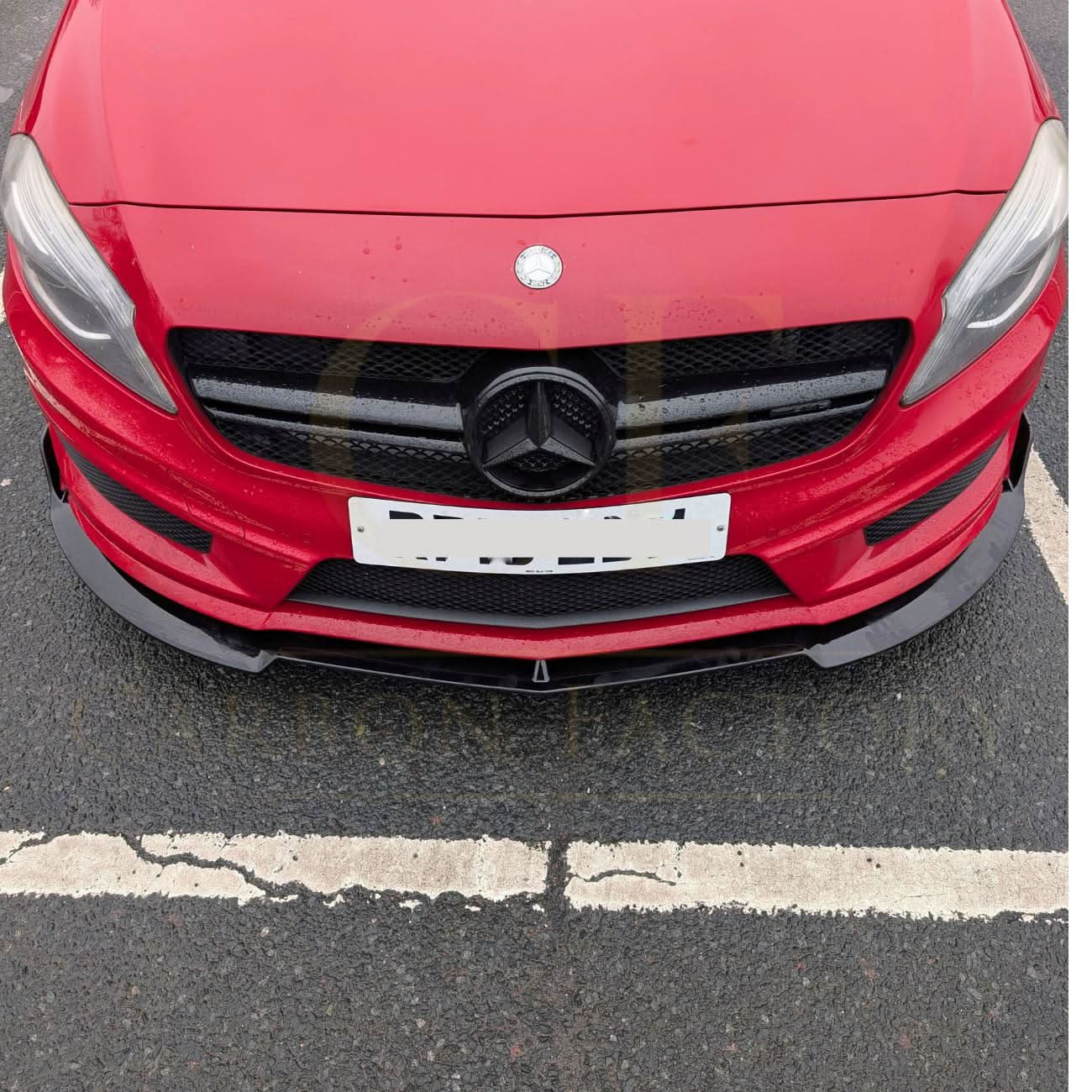 A Style Gloss Black Front Splitter for Mercedes Benz W176 A Class 13-15