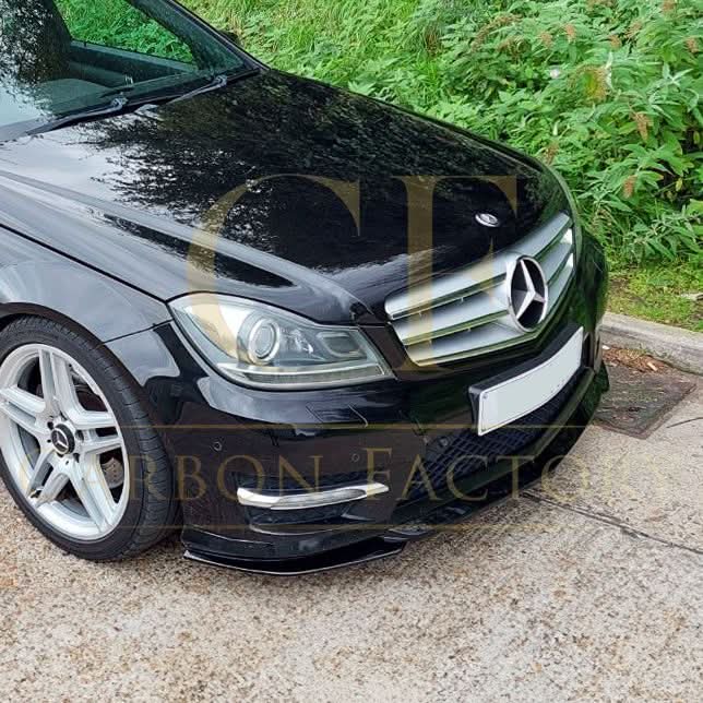 A Style Gloss Black Front Splitter for Mercedes Benz W204 C Class 08-14