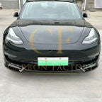 CF Style Gloss Black Front Splitter for Tesla Model 3 16-23