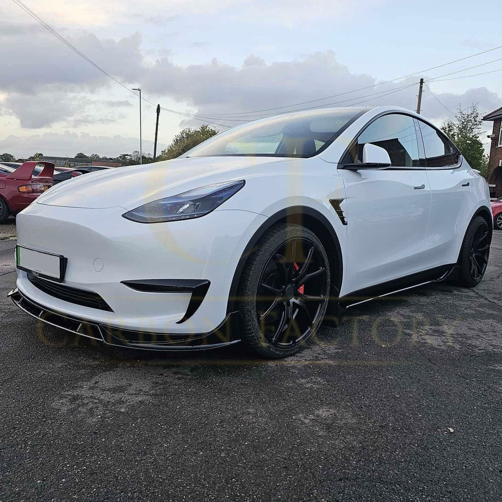 Competition Style Gloss Black Front Splitter for Tesla Model Y 19-24