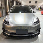 Competition Style Gloss Black Front Splitter for Tesla Model Y 19-24