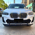 CS Style Gloss Black Front Splitter for BMW G01 X3 IX3 G02 X4 LCI 22-24