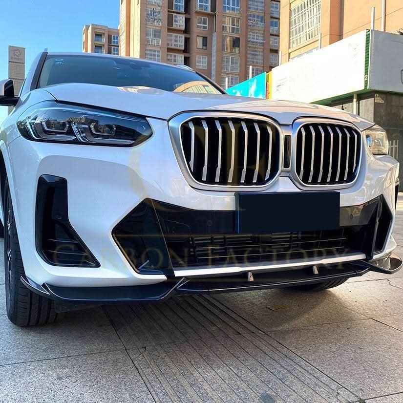 CS Style Gloss Black Front Splitter for BMW G01 X3 IX3 G02 X4 LCI 22-24