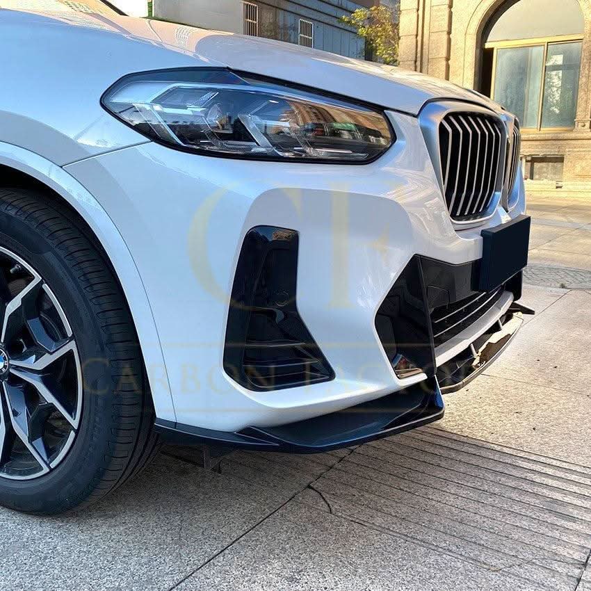CS Style Gloss Black Front Splitter for BMW G01 X3 IX3 G02 X4 LCI 22-24