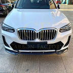 CS Style Gloss Black Front Splitter for BMW G01 X3 IX3 G02 X4 LCI 22-24