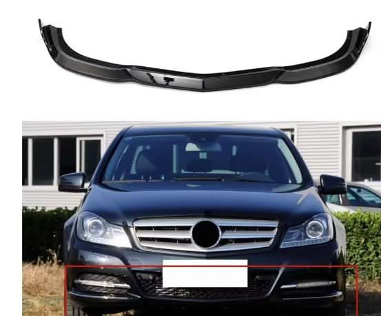 Gloss Black Front Splitter for Mercedes Benz W204 C Class Standard Model 08-14