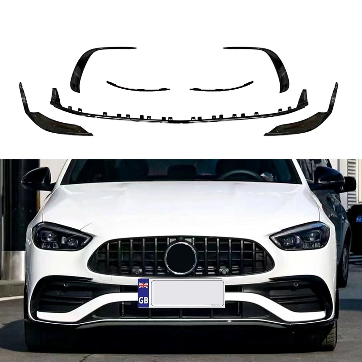 Gloss Black Front Splitter Set for Mercedes Benz W206 C Class 22-Present