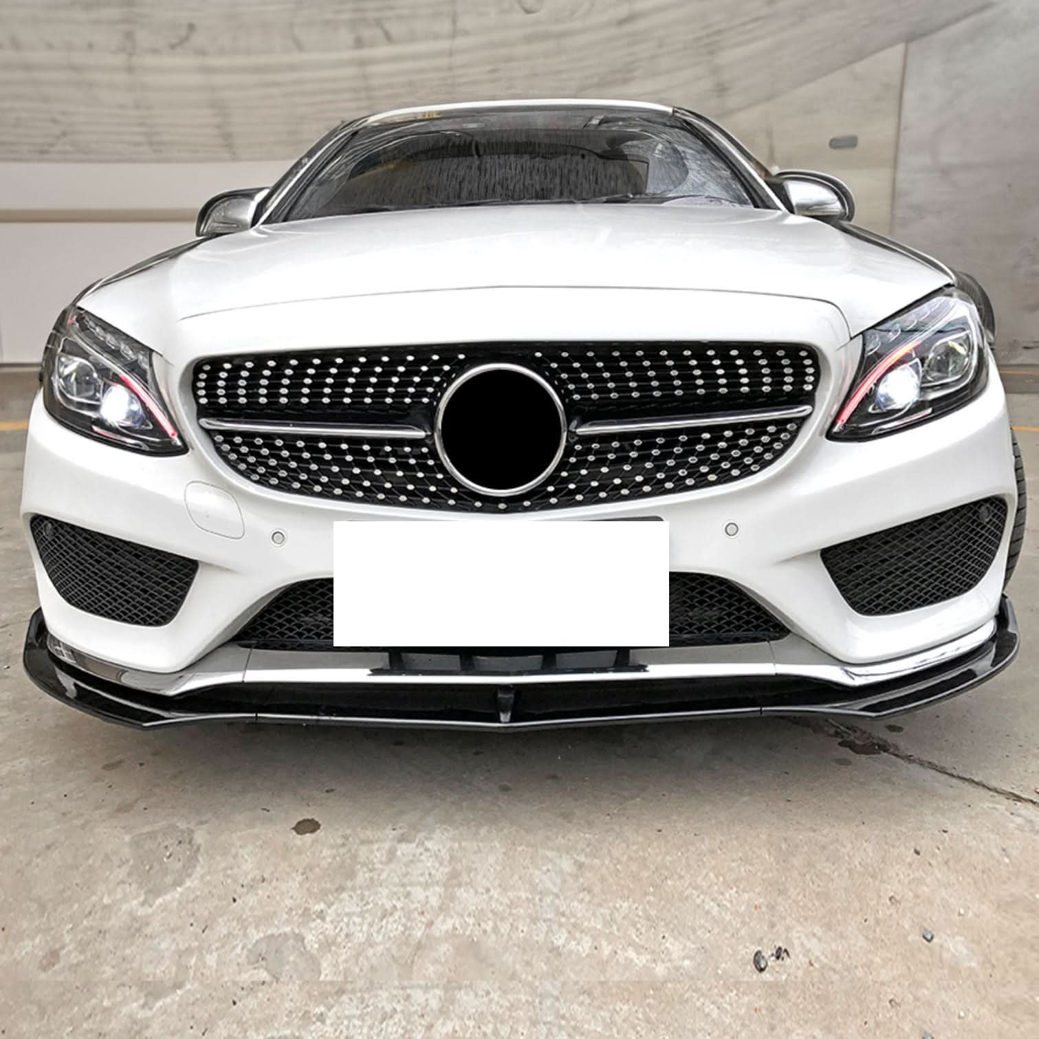 J Style Gloss Black Front Splitter for Mercedes Benz W205 C Class 15-18