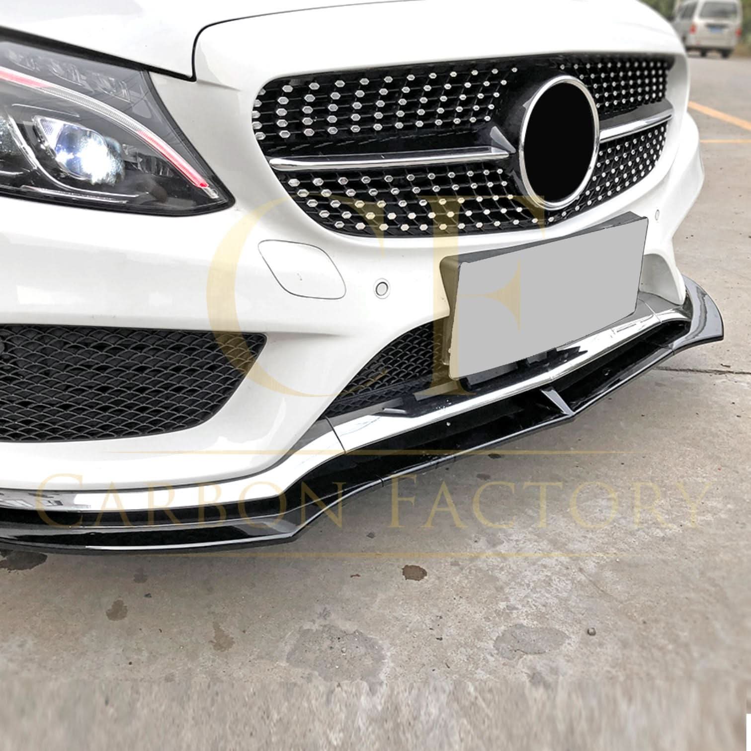J Style Gloss Black Front Splitter for Mercedes Benz W205 C Class 15-18