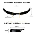 MP Style Gloss Black Front Splitter (4 pieces kit) for BMW F20 1 Series Pre-LCI 12-14