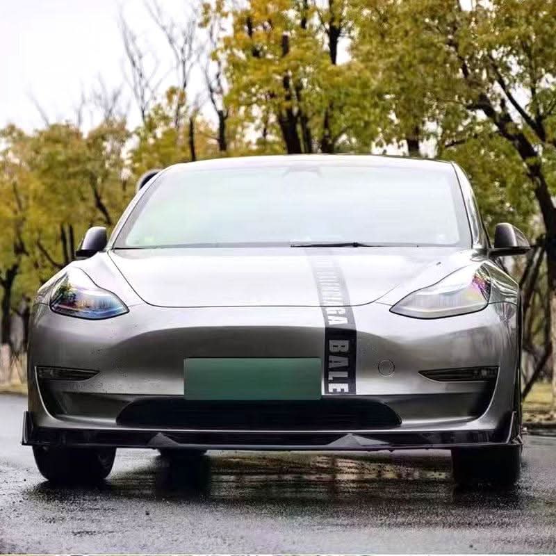TR Style Gloss Black Front Splitter for Tesla Model 3 16-23