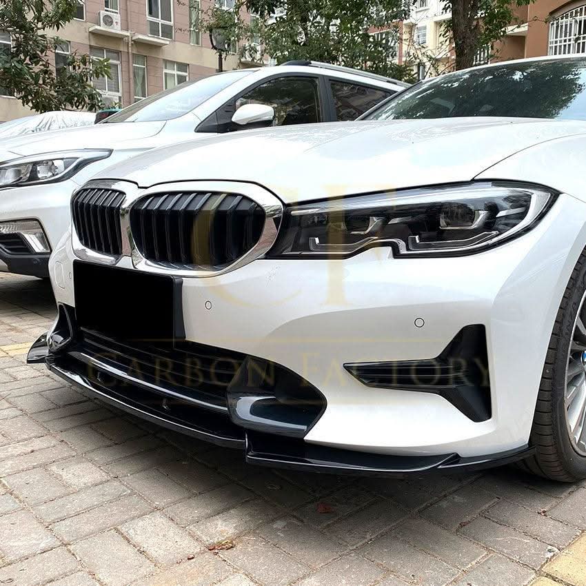 V Style Gloss Black Front Splitter for BMW 3 Series G20 G21 Pre-LCI standard model 19-22