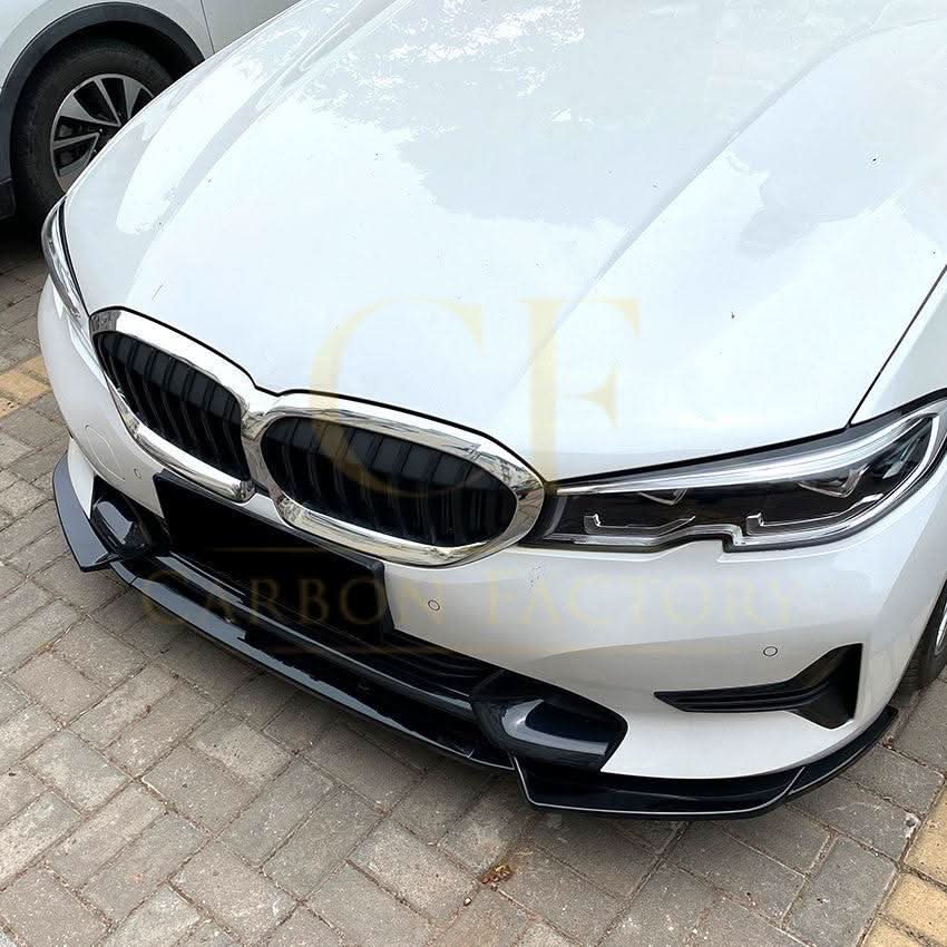 V Style Gloss Black Front Splitter for BMW 3 Series G20 G21 Pre-LCI standard model 19-22