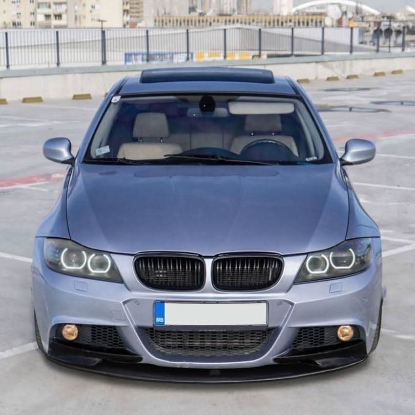 V Style Gloss Black Front Splitter for BMW E90 3 Series LCI 09-12