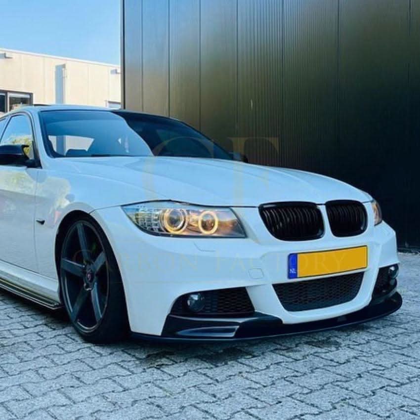 V Style Gloss Black Front Splitter for BMW E90 3 Series LCI 09-12
