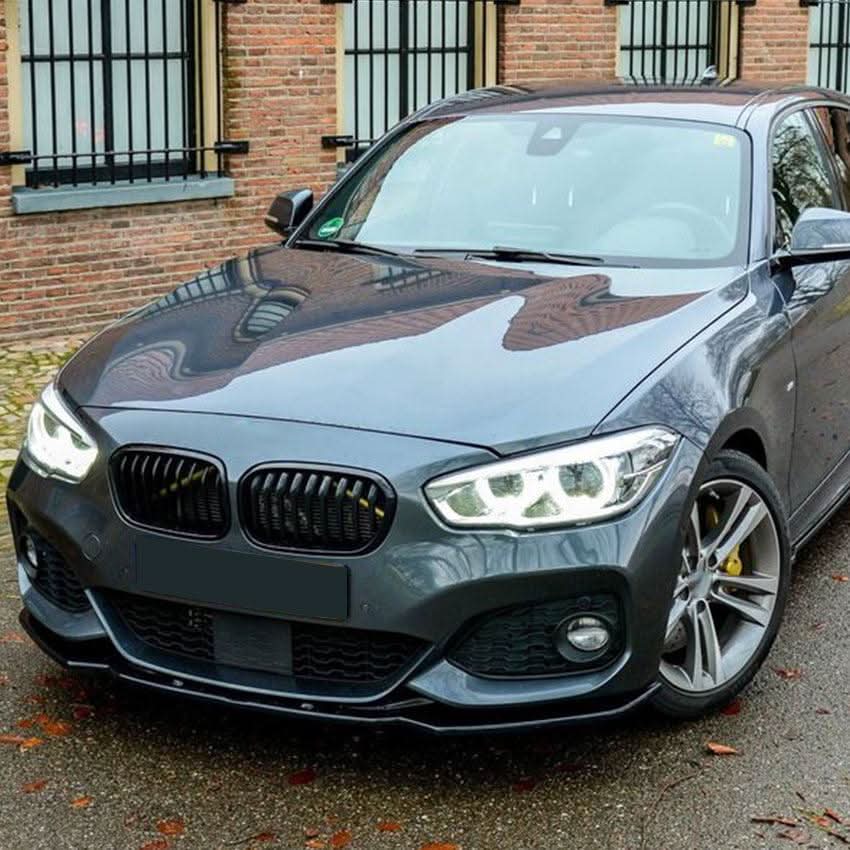 V Style Gloss Black Front Splitter for BMW F20 F21 1 Series LCI M Sport 15-19