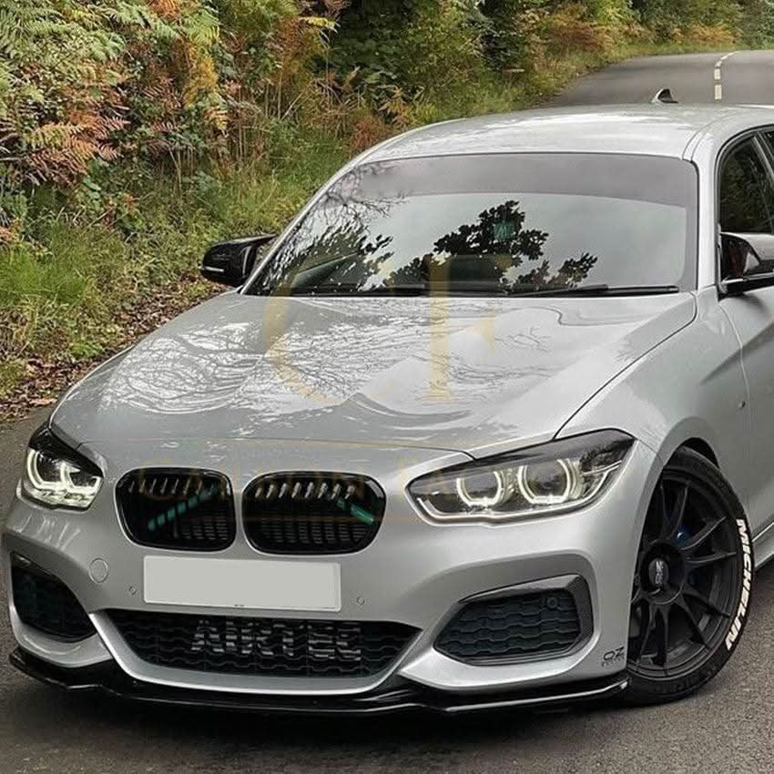 V Style Gloss Black Front Splitter for BMW F20 F21 1 Series LCI M Sport 15-19