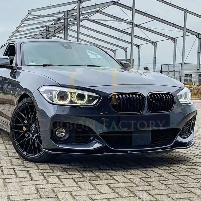 V Style Gloss Black Front Splitter for BMW F20 F21 1 Series LCI M Sport 15-19
