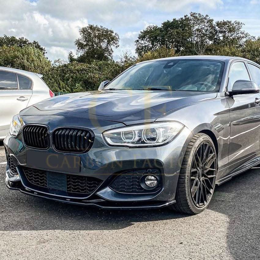 V Style Gloss Black Front Splitter for BMW F20 F21 1 Series LCI M Sport 15-19