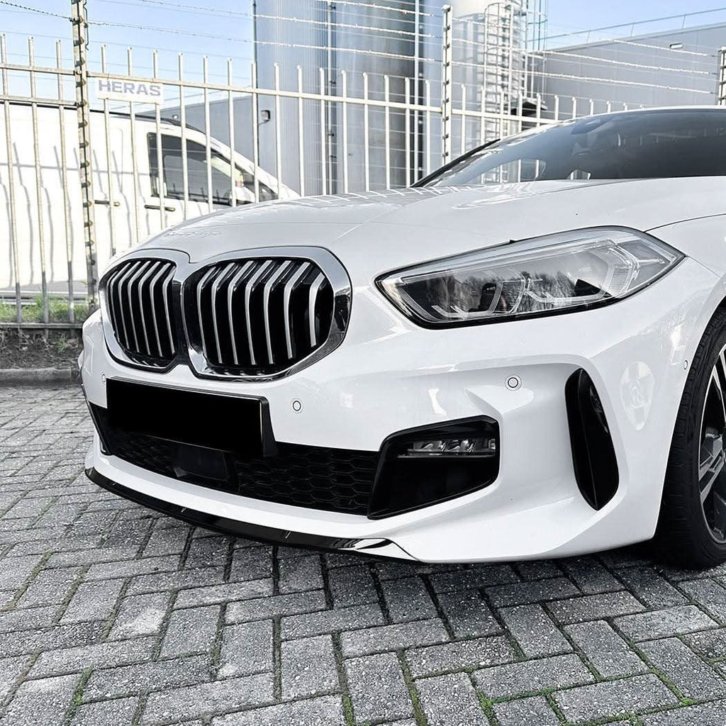 V Style Gloss Black Front Splitter for BMW F40 1 Series 19-24