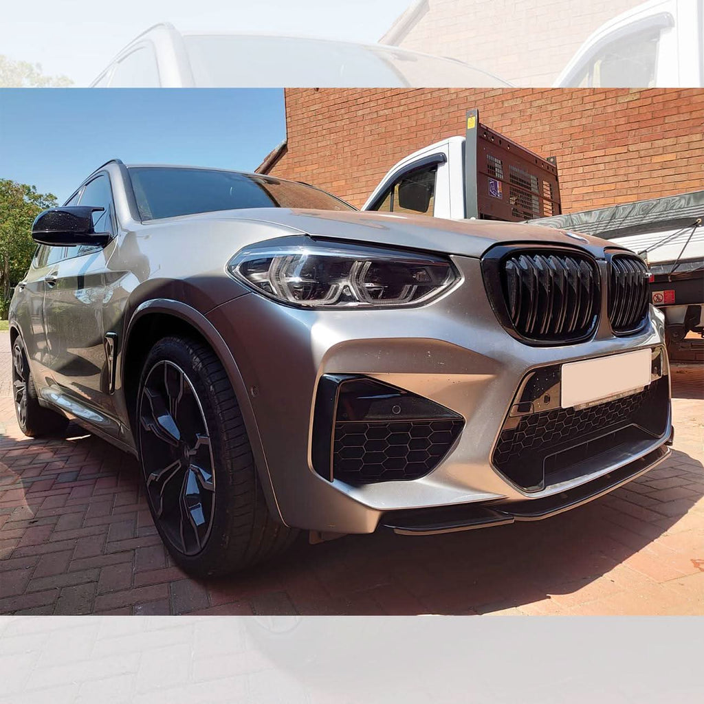 V Style Gloss Black Front Splitter for BMW F97 X3M F98 X4M 18-21