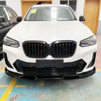 V Style Gloss Black Front Splitter for BMW G01 X3 IX3 G02 X4 LCI 22-24