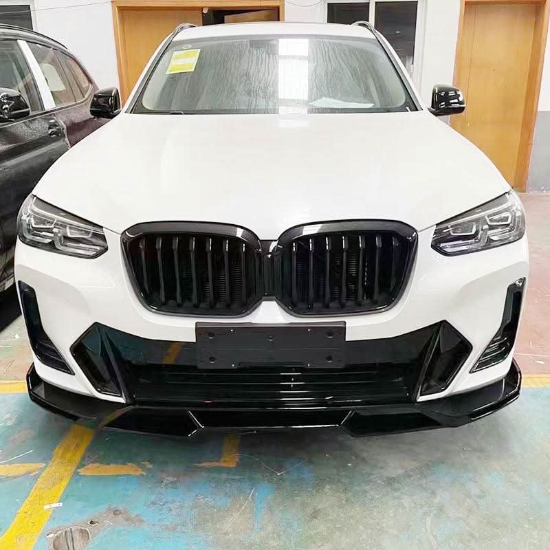 V Style Gloss Black Front Splitter for BMW G01 X3 IX3 G02 X4 LCI 22-24