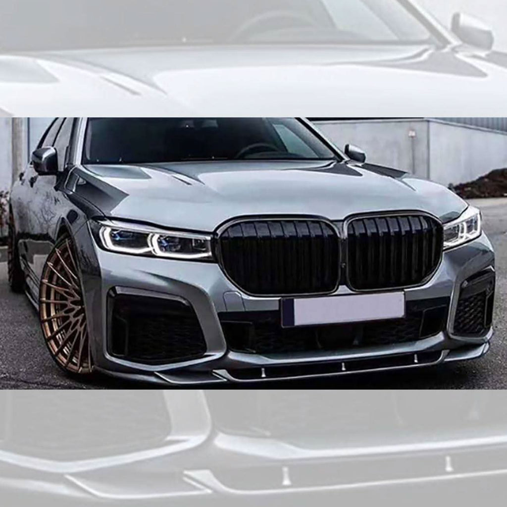 V Style Gloss Black Front Splitter for BMW G11 G12 7 Series LCI 20-23