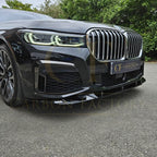 V Style Gloss Black Front Splitter for BMW G11 G12 7 Series LCI 20-23