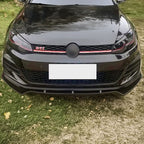 V Style Gloss Black Front Splitter for VW Golf MK7 MK7.5 GTI / R 13-20