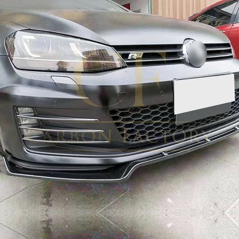 V Style Gloss Black Front Splitter for VW Golf MK7 MK7.5 GTI / R 13-20