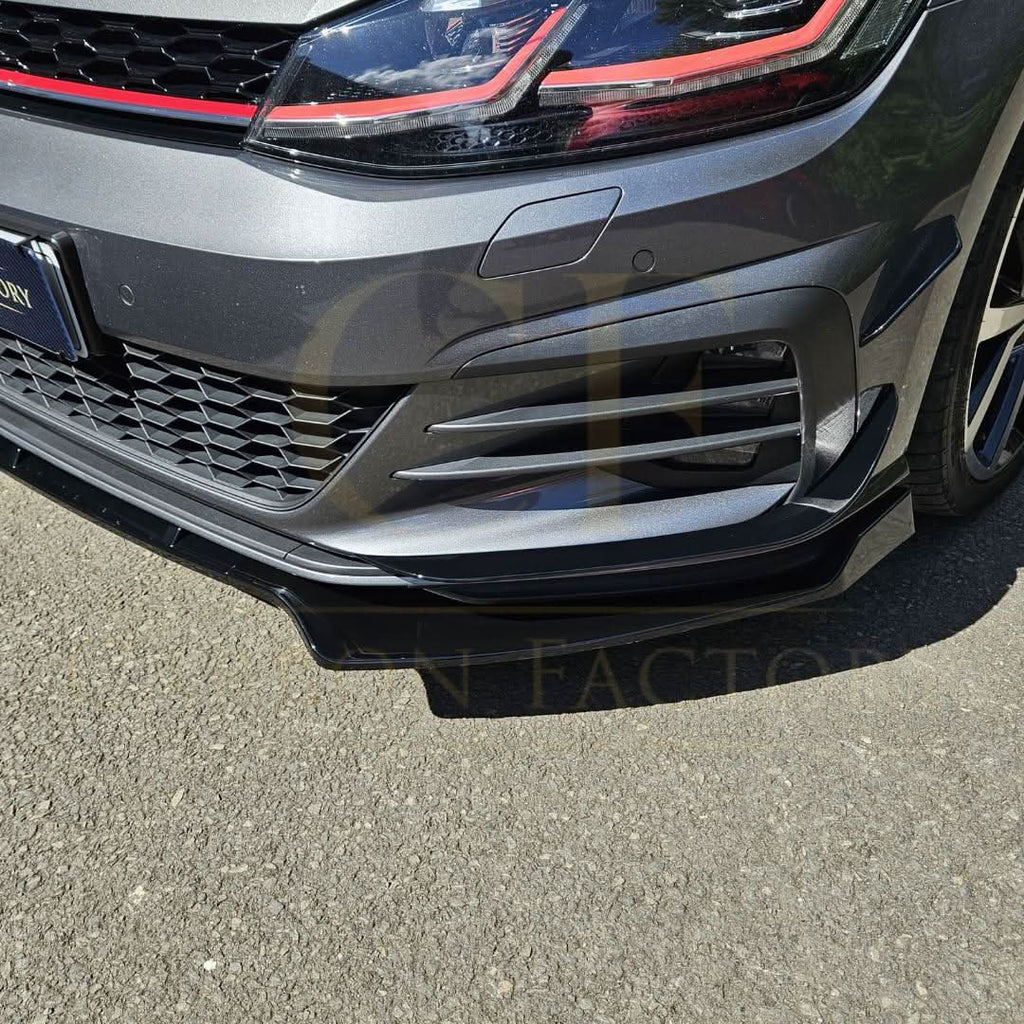 V Style Gloss Black Front Splitter for VW Golf MK7 MK7.5 GTI / R 13-20