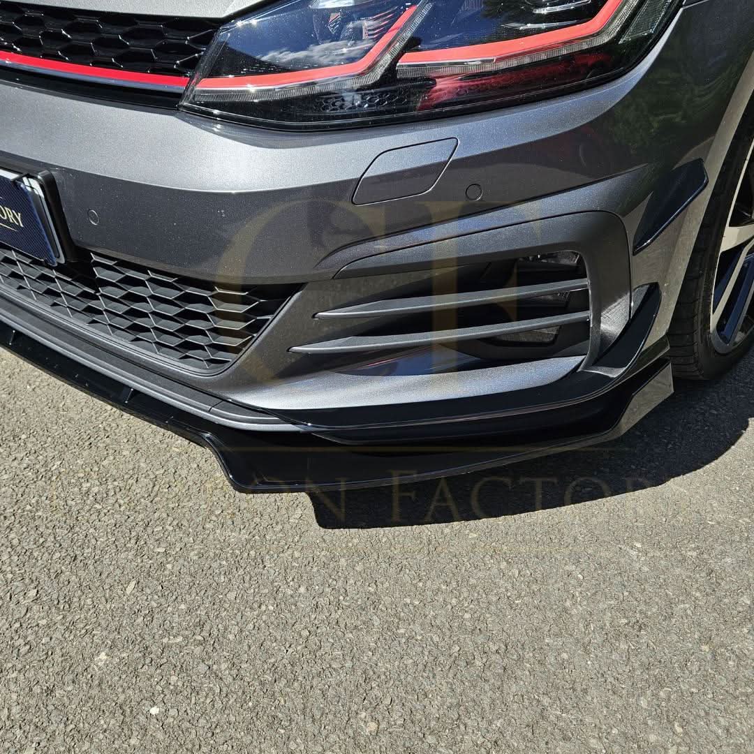 V Style Gloss Black Front Splitter for VW Golf MK7 MK7.5 GTI / R 13-20