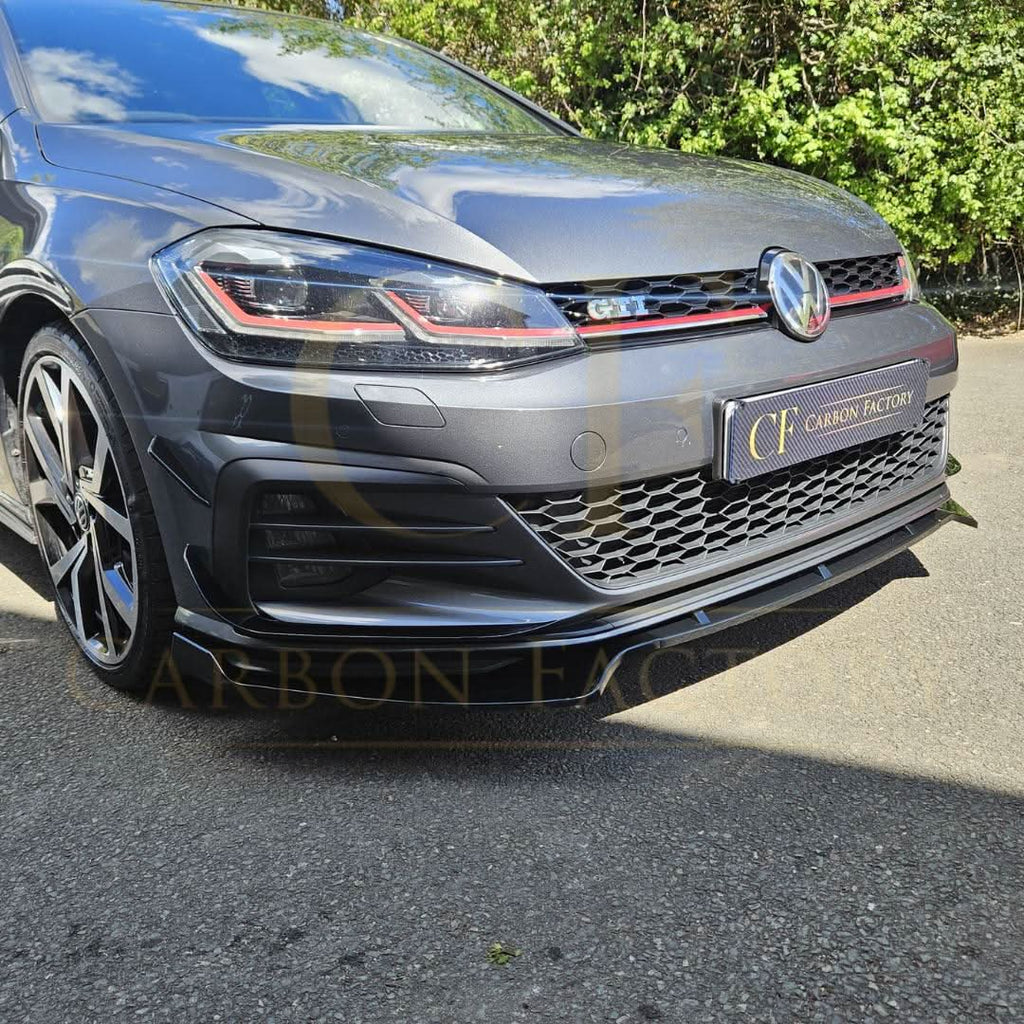 V Style Gloss Black Front Splitter for VW Golf MK7 MK7.5 GTI / R 13-20
