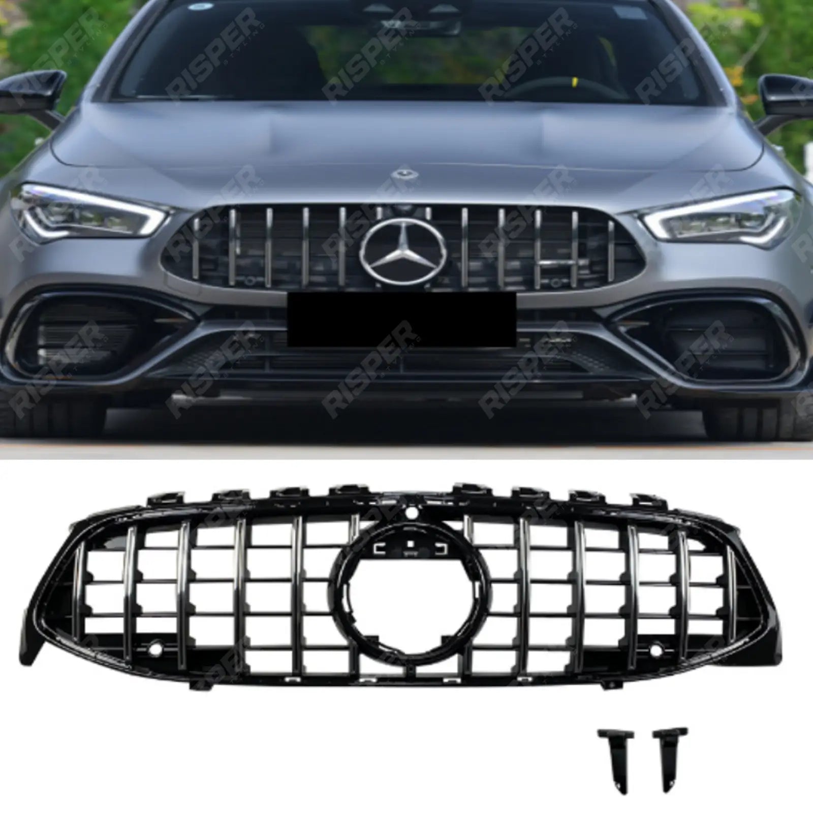 GT Grill In Full Gloss Black For Mercedes CLA C118 2019-2023