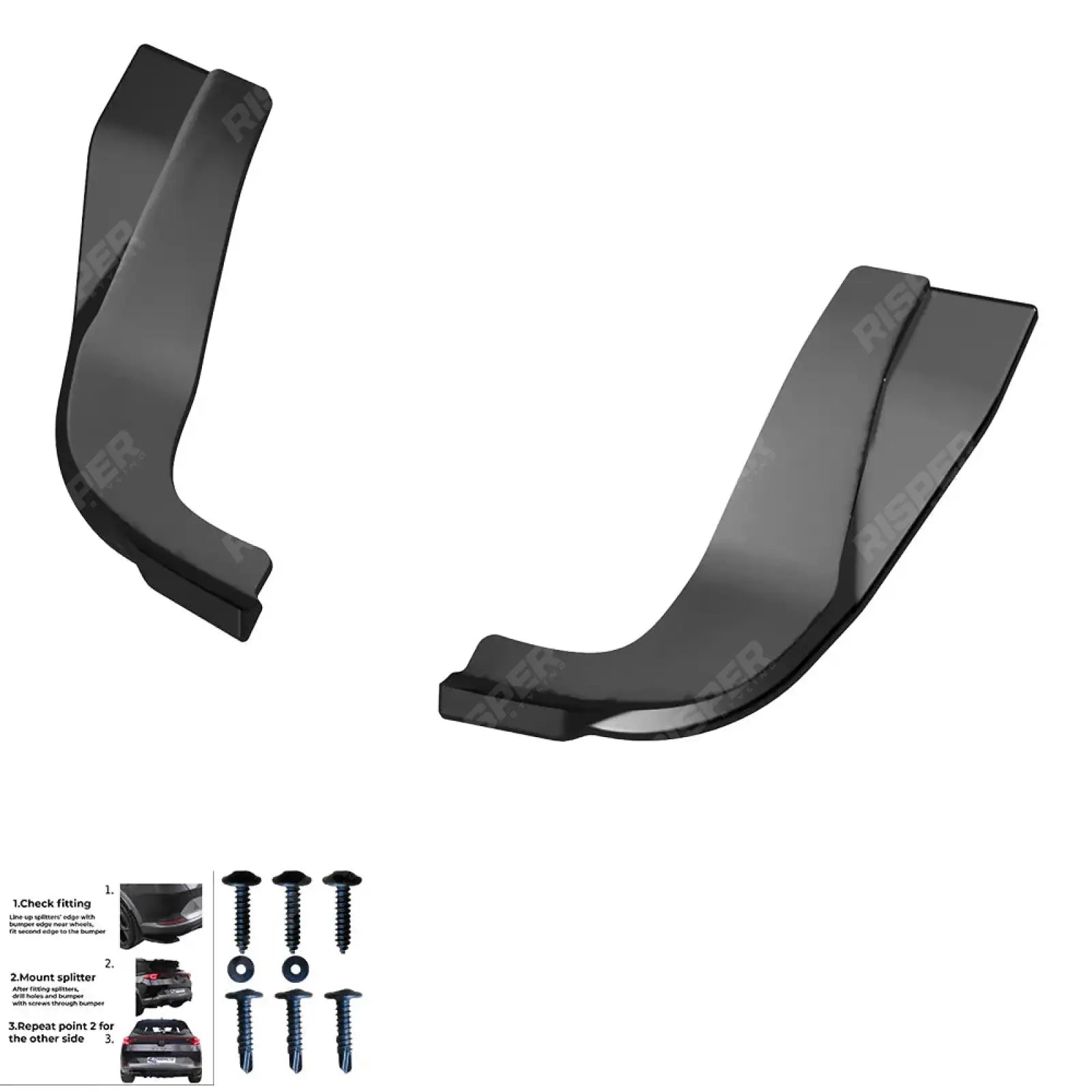 Hyundai I20 N Mk3 2020+ Rear Side Splitters In Gloss Black (2 Pcs)