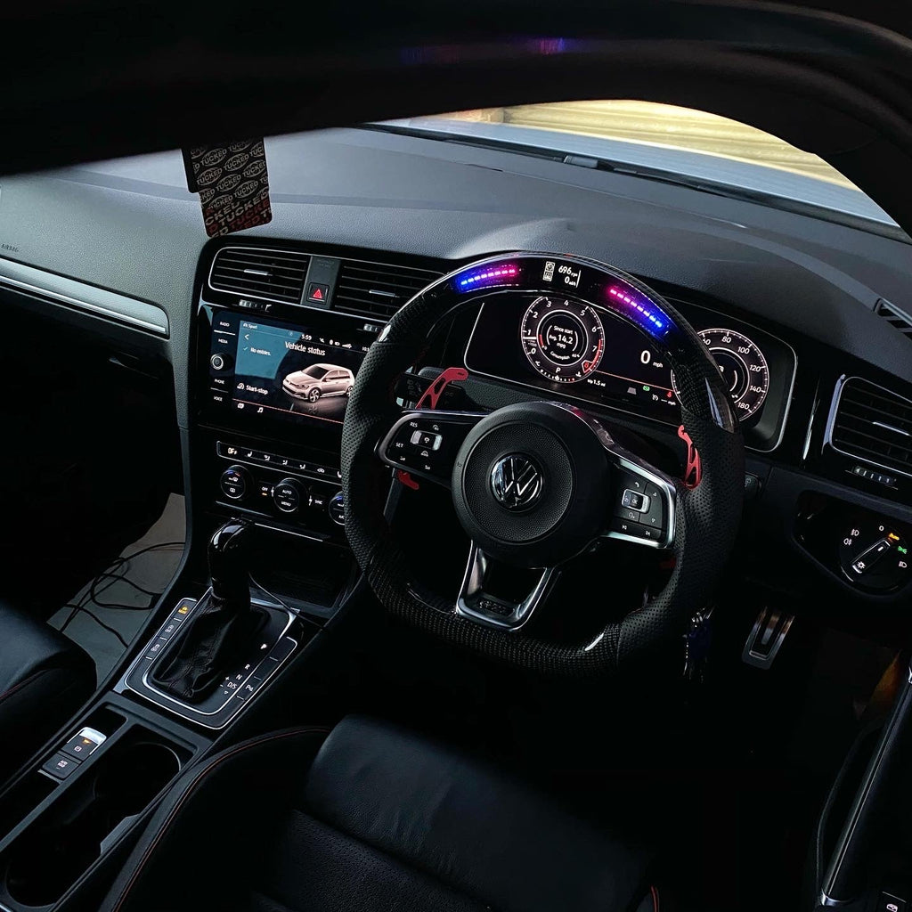 Volkswagen Golf MK7 / MK7.5 GTI / R LED Display Carbon Fibre Steering Wheel (LED CUSTOM / 2013 - 2020 Models)