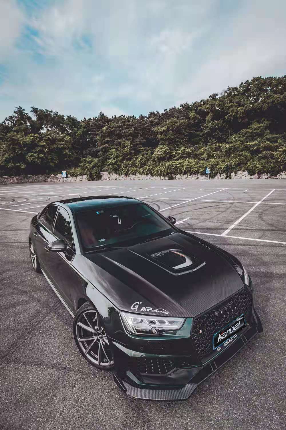 KARBEL - AUDI A4 / S4 / RS4 B9 B9.5 CARBON FIBRE TRANSPARENT HOOD / BONNET V2
