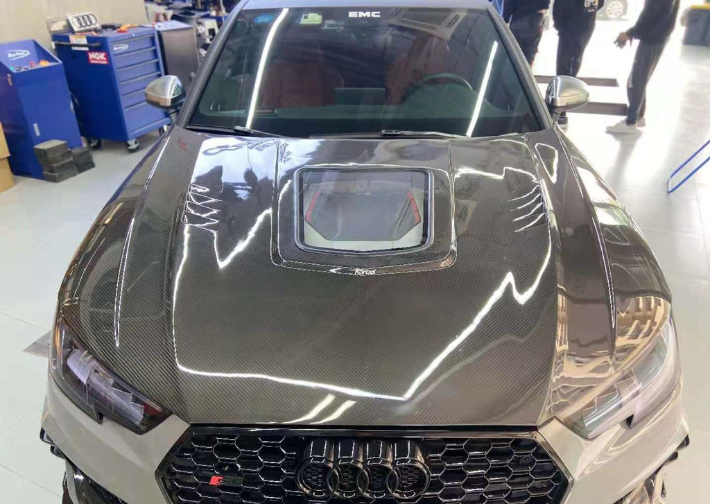KARBEL - AUDI A4 / S4 / RS4 B9 B9.5 CARBON FIBRE TRANSPARENT HOOD / BONNET V2